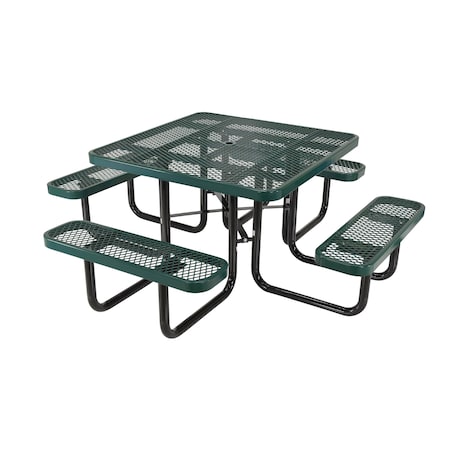 Vestil Square Picnic Table, Green, Expandable Metal, 80.5 in L PT-MX-ST-46-GN